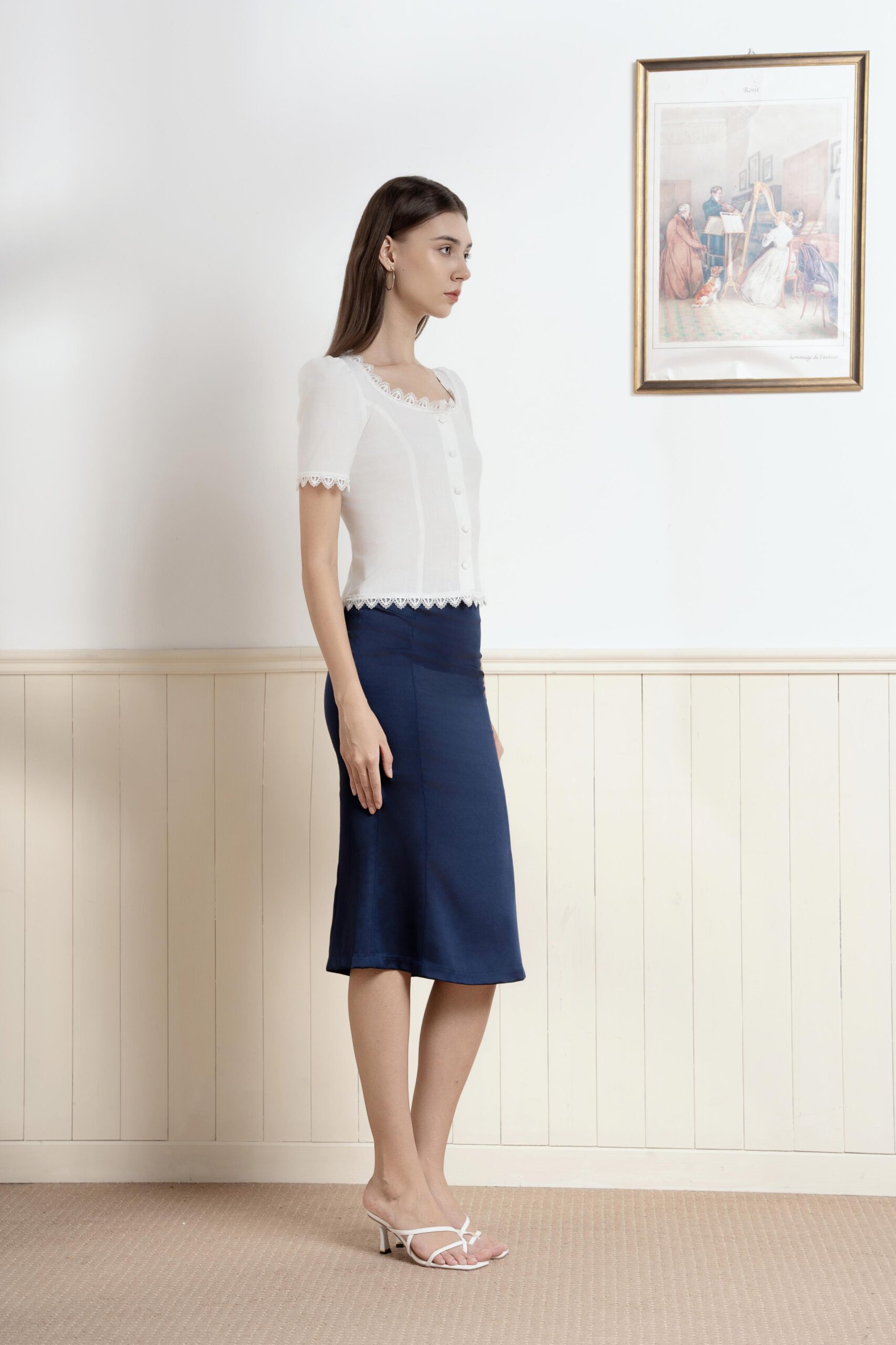 Dreamy Mermaid Satin Skirt | Navy