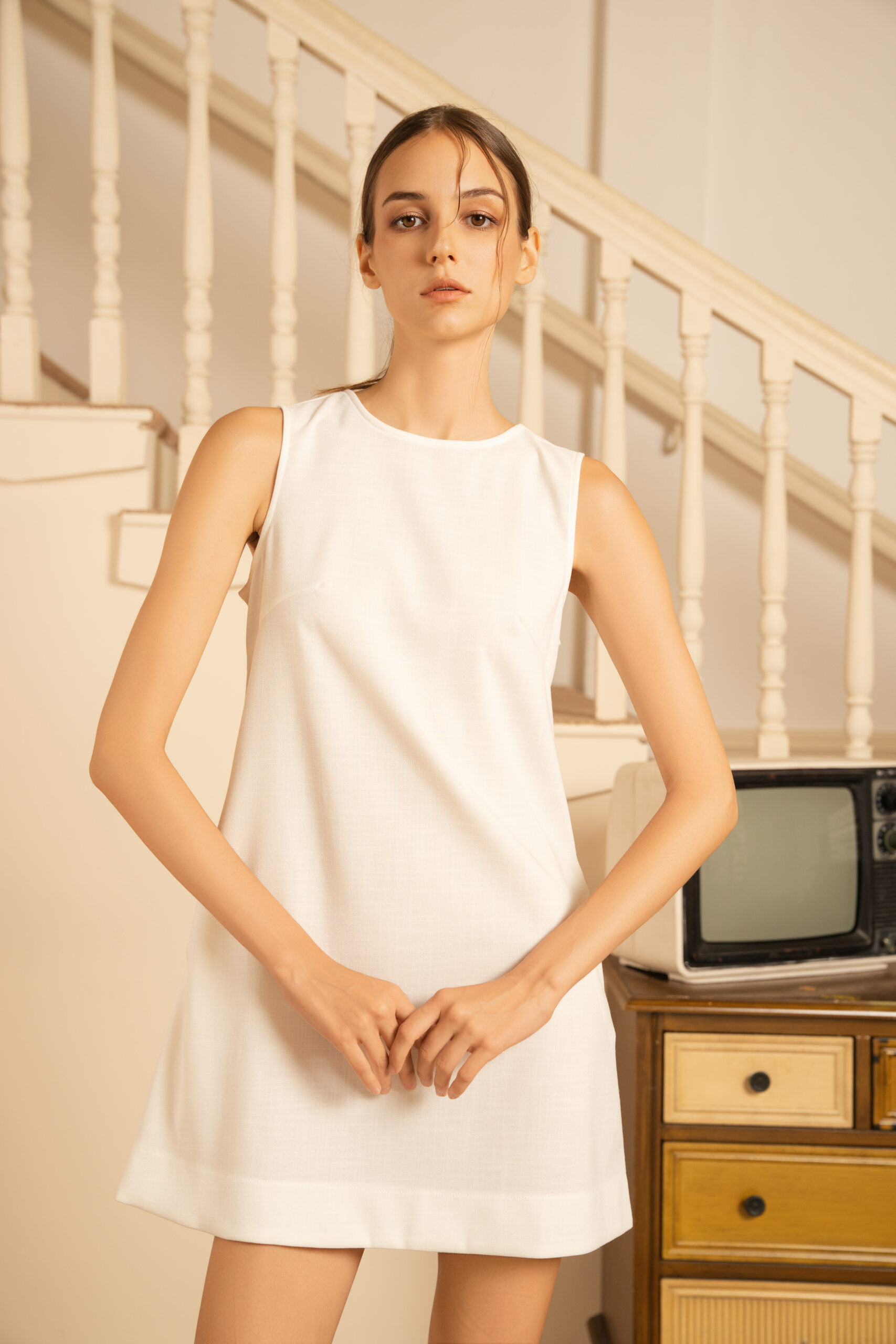 A-form Linen Dress | Ivory