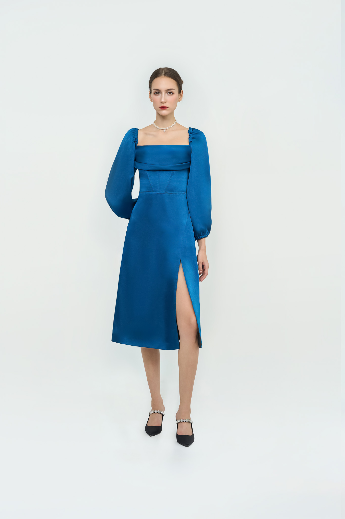 Corset Tie-Back Midi Dress | Cobalt Blue