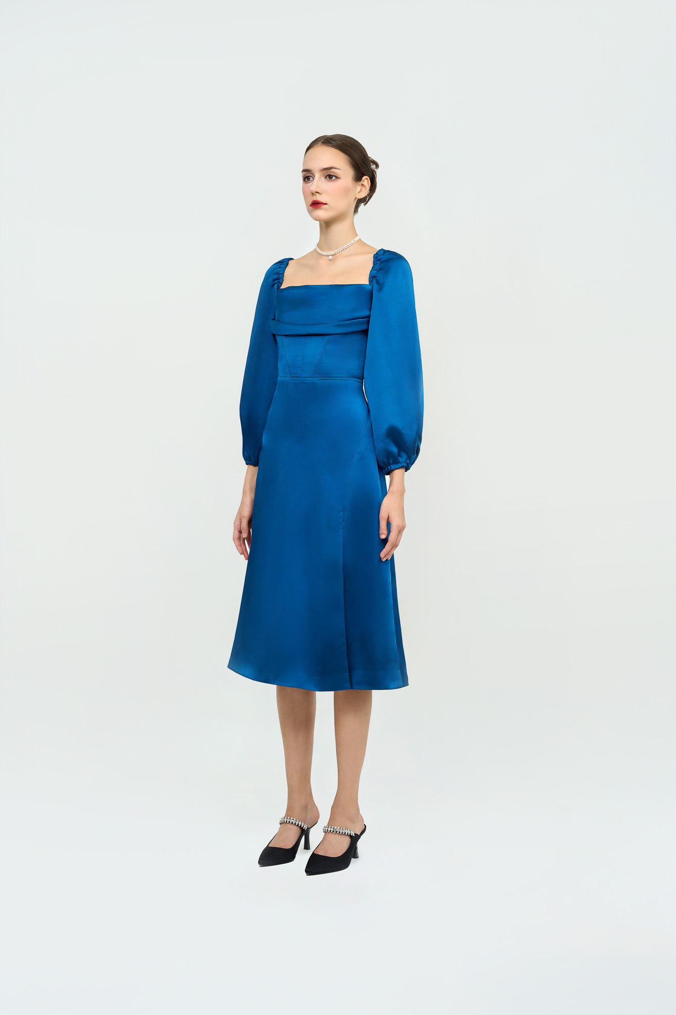 Corset Tie-Back Midi Dress | Cobalt Blue