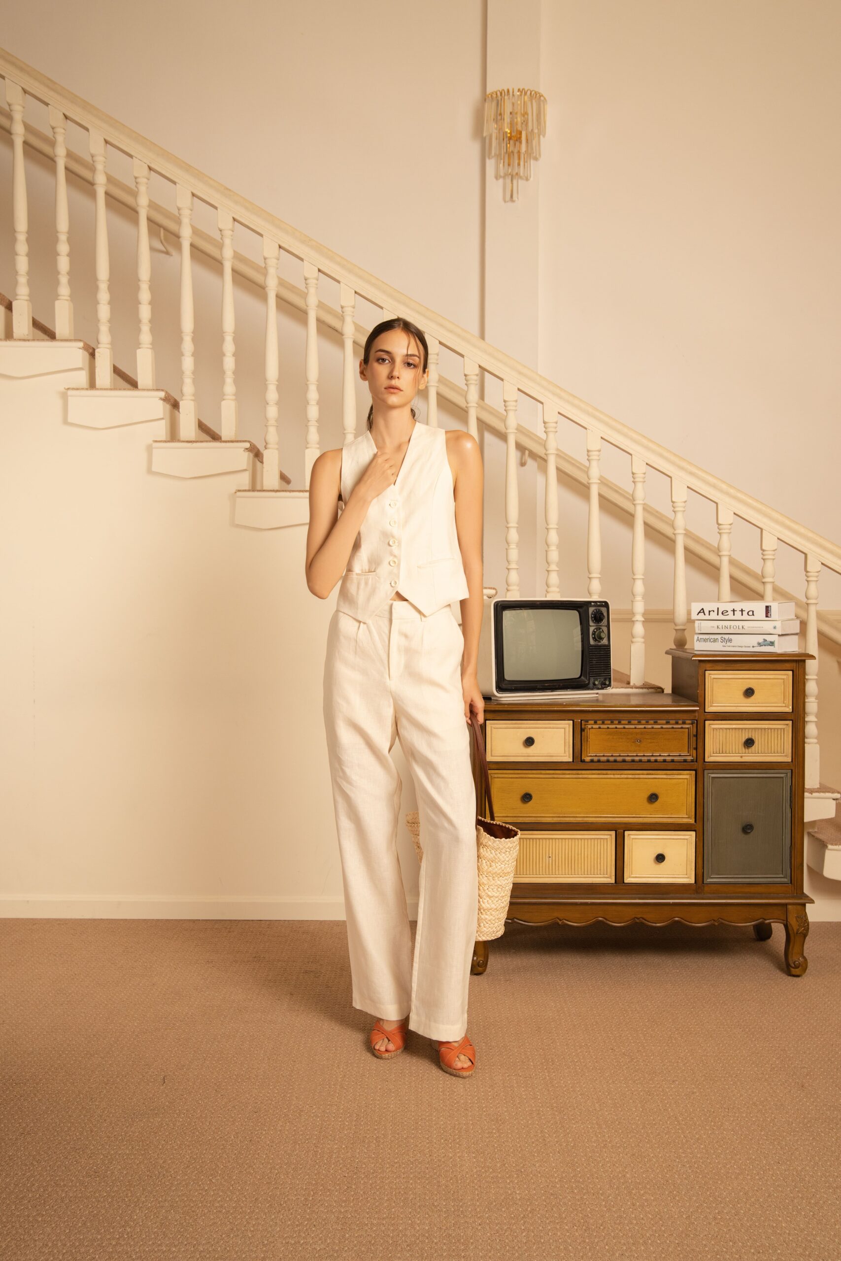 Naomi Linen Waistcoat | Cream