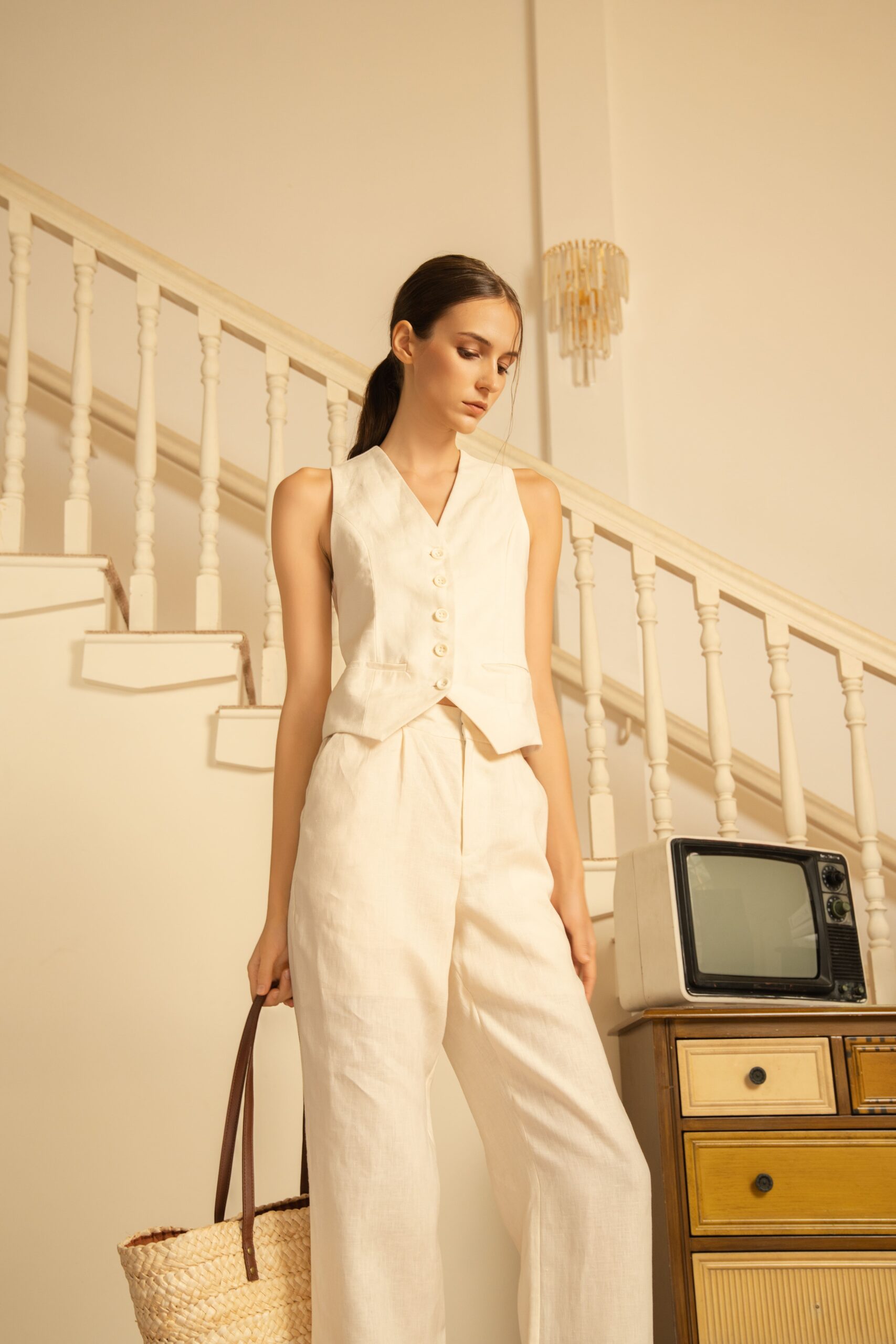 Naomi Linen Waistcoat | Cream