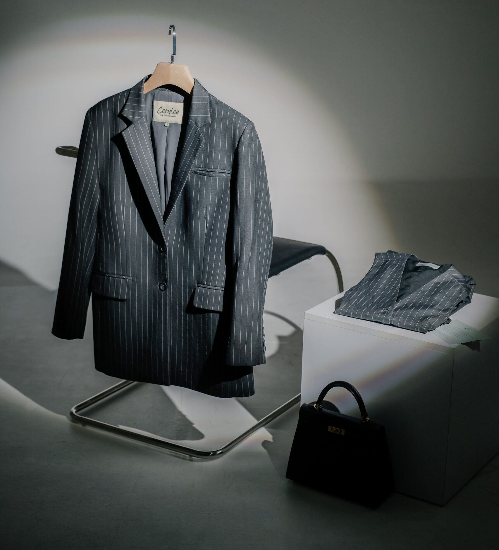 Naomi Two-Button Pinstripe Blazer | Dark Gray