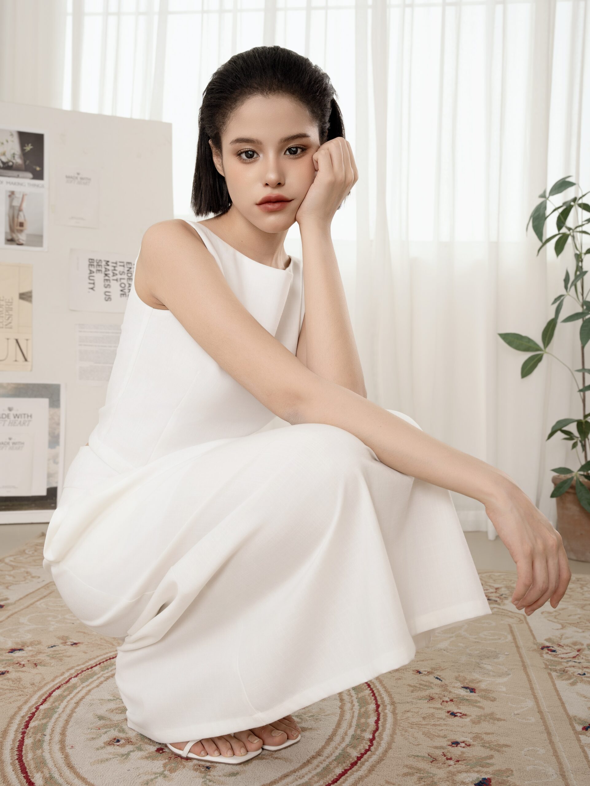 Linen Sleeveless Top | Ivory